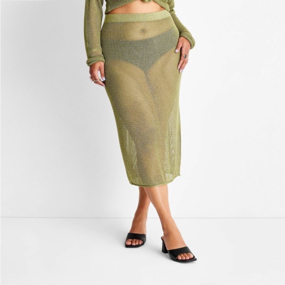 Metallic Crochet Midi Skirt - Future Collective with Alani Noelle